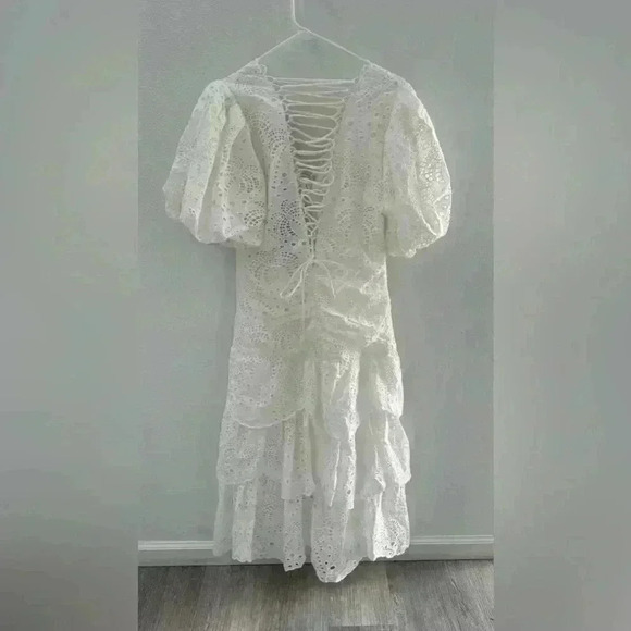 NWT Farm Rio Eyelet Cotton Lace-Up Midi-Dress size M - Picture 7 of 10